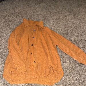 Orange Button-Up Knit Sweater